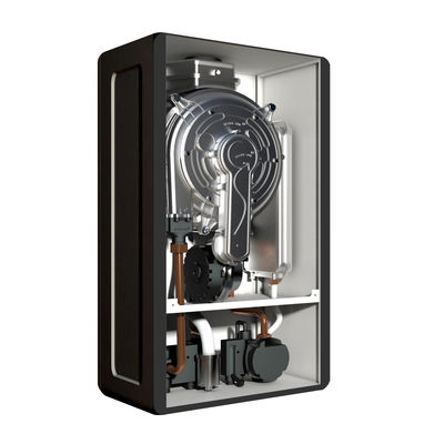 20-42Kw ก๊าซควบแน่นติดผนังหม้อไอน้ำ Black Shell Copper Heat Exchanger Hot Dual Function